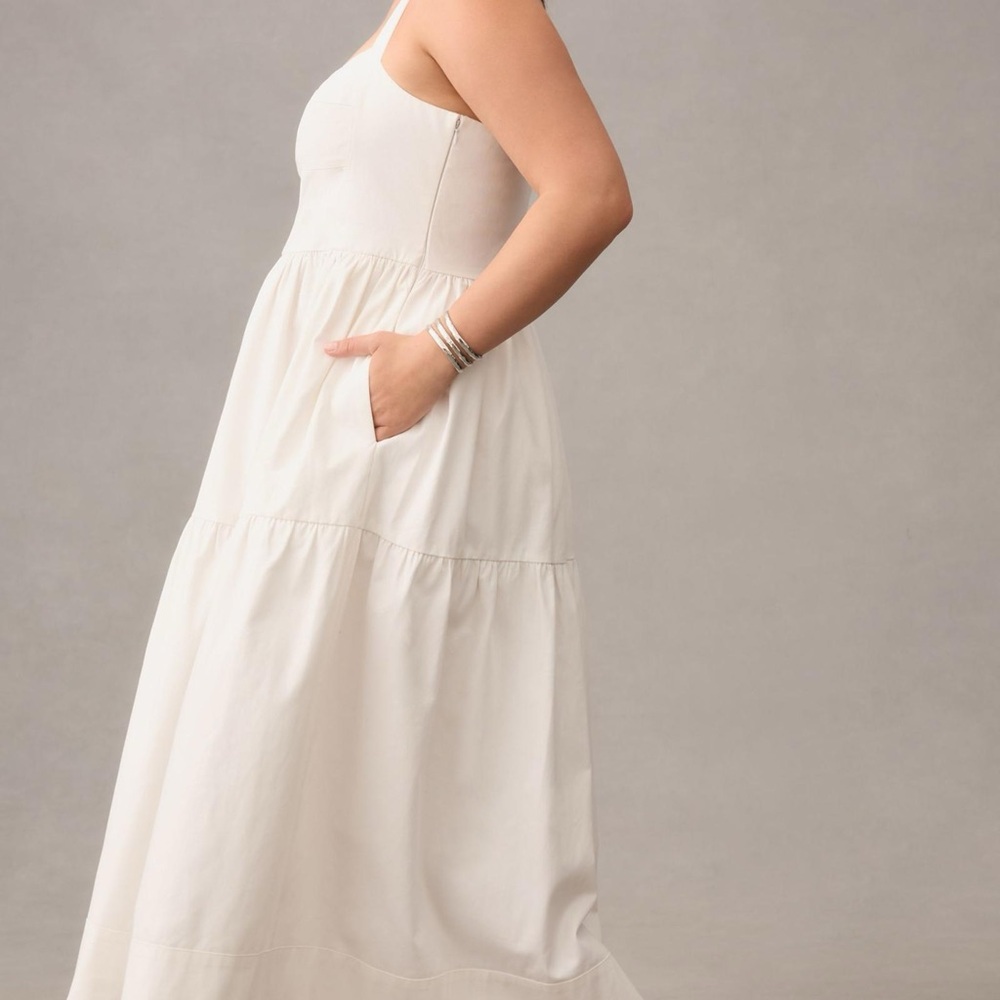Anthropologie - Forever That Girl White Denim Sweetheart Dress. XS. NWT - Picture 5 of 12